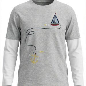 Gymboree NWT SAILING CLUB SailBoat Long Contrast Layered Sleeves T-Shirt 3- 6 mo